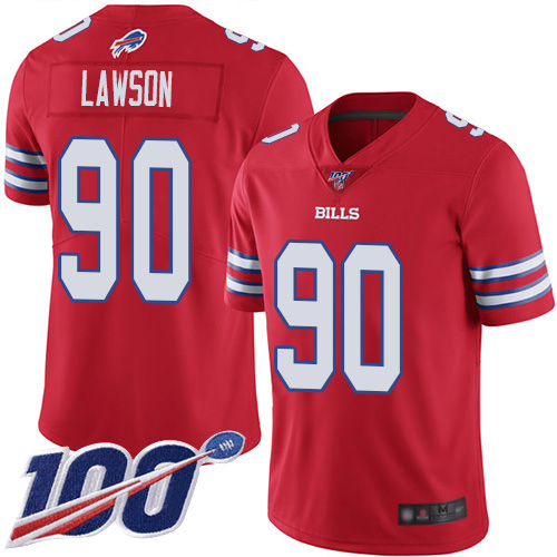 Men Buffalo Bills #90 Shaq Lawson Limited Red Rush Vapor Untouchable 100th Season NFL Jersey